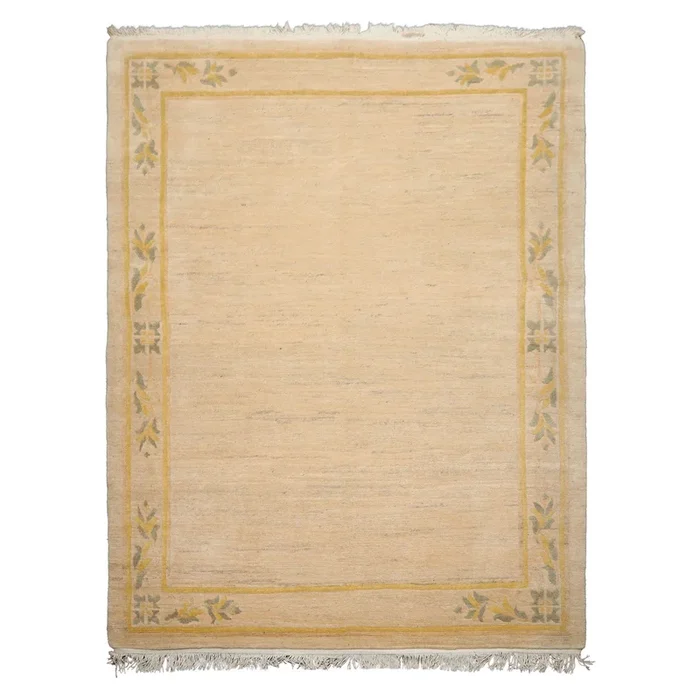 Michaelian & Kohlberg 6’7”x9’2” Hand Knotted New Zealand Wool Oatmeal Tibetan Art Deco Swiss wash Organic look Rug