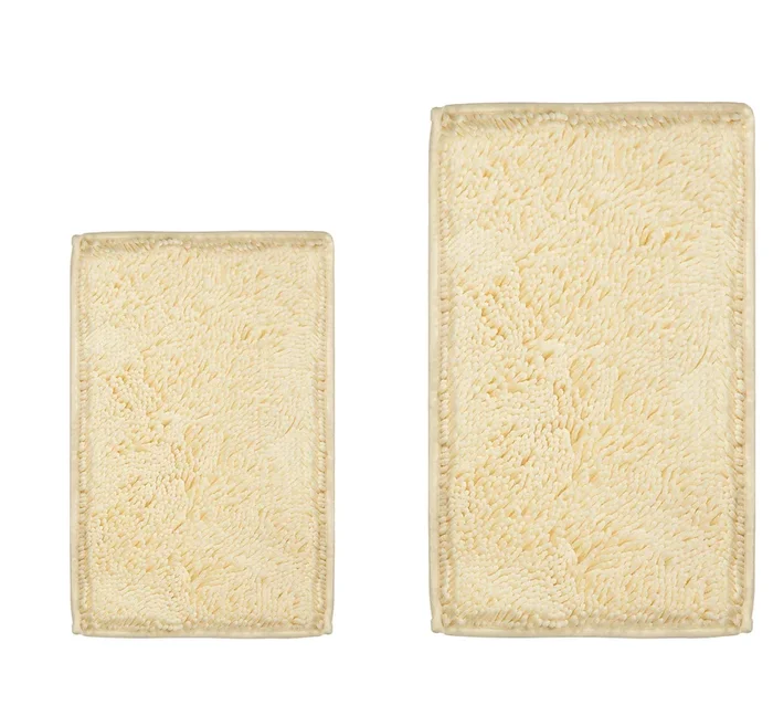 Microfiber 2-Piece Rectangular Mats Set, 20×30 & 15×23 Inch, Cream