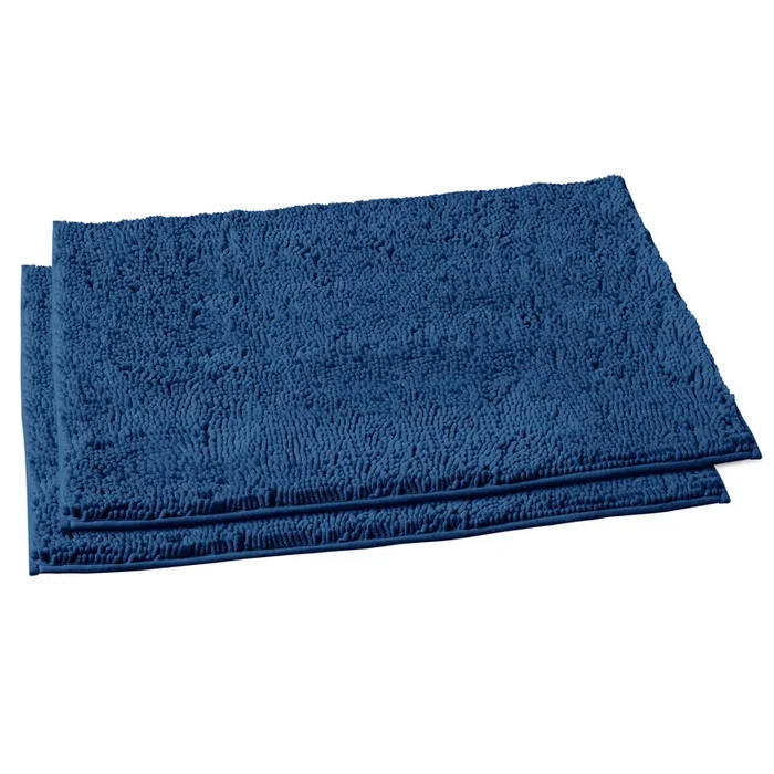 Microfiber Rectangular Rugs, 23×36 Inch 2 Pack Set, Blue