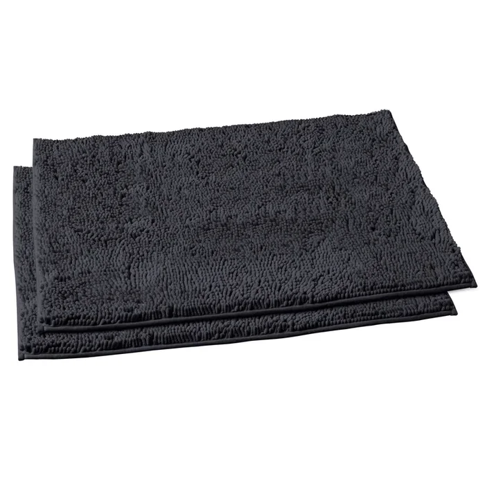 Microfiber Rectangular Rugs, 23×36 Inch 2 Pack Set, Charcoal