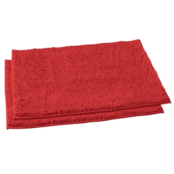 Microfiber Rectangular Rugs, 23×36 Inch 2 Pack Set, Red