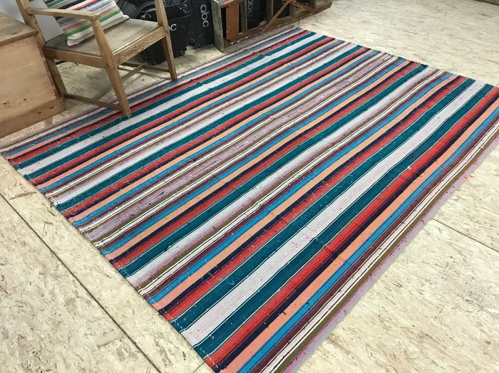 Mid-Century Modern Design 6×8 Striped Vintage Kilim
