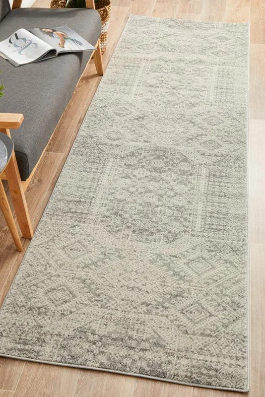 Milano Zelda Silver Grey Runner Rug