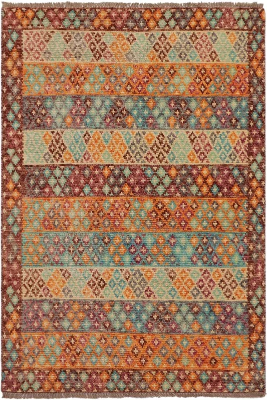 Modern Balochi Clarence Blue/Maroon Wool Rug – 3’6” x 5’2”