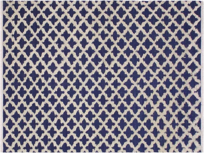 Modern Moroccan High-Low Bennie Blue/Ivory Wool Rug – 6’2” x 9’7”
