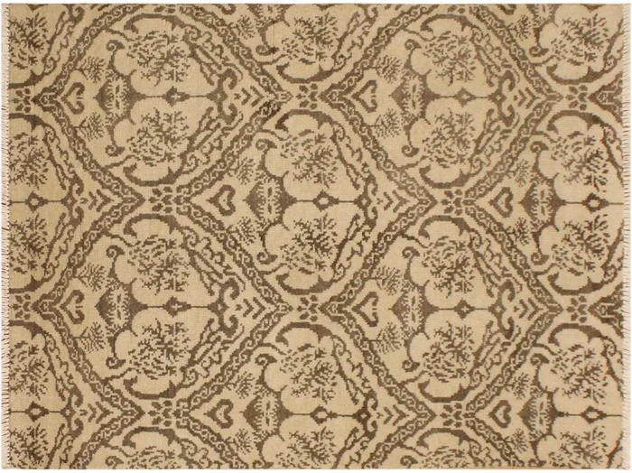 Modern Nabila Tan/Brown Wool&Silk Rug – 4’0” x 5’10”