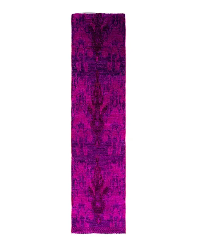 Modern, One-of-a-Kind Hand-Knotted Runner Rug – Pink, 2′ 6″ x 10′ 3″