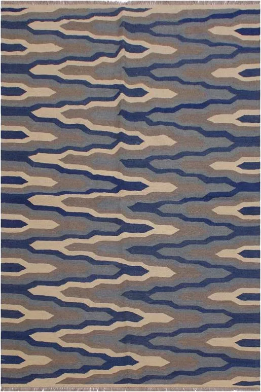 Modern Turkish Kilim Sumpter Hand-Woven Wool Rug – 5’0” x 6’10”