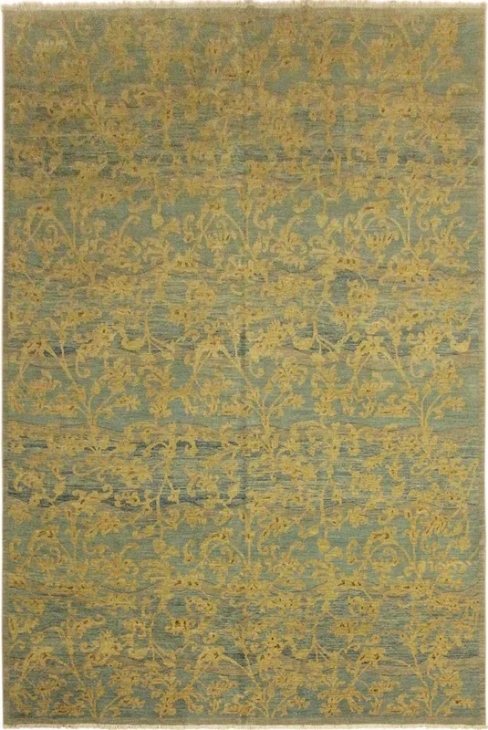 Modern Ziegler Brande Light Blue/Light Gold Wool Rug – 9’9” x 13’3”