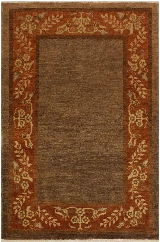 Modern Ziegler Nilda Brown/Rust Wool Rug – 4’1” x 5’9”