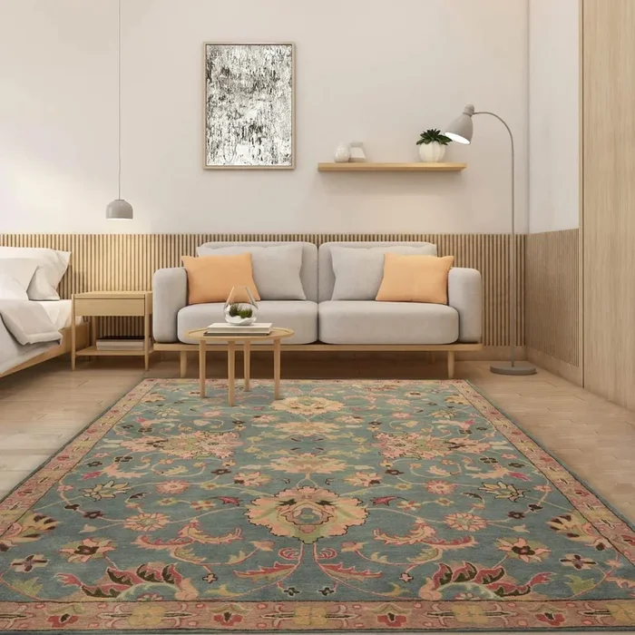 Multi Size Hand Tufted Hand Made 100% Wool Modern & Contemporary Oriental Area Rug Celadon,Blush Color