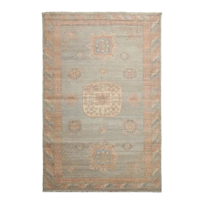 Muted Afghan Oushak Vegetable Dyes Mint 6×9 Traditional Wool Area Rug