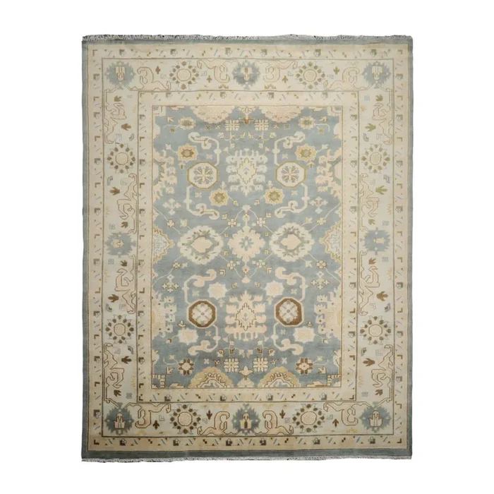 Muted Turkish Oushak 9’2″ x 11’10” Hand Knotted 100% Wool Area Rug Celadon