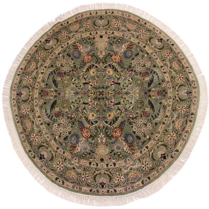 Nagi Heritage Orpha Green/Grey Wool Round – 5’11” x 5’11”