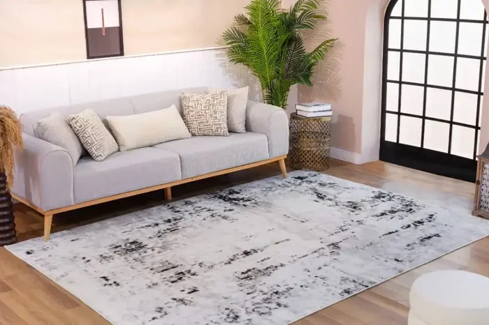 NATALIA Abstract Modern Marble Light Grey