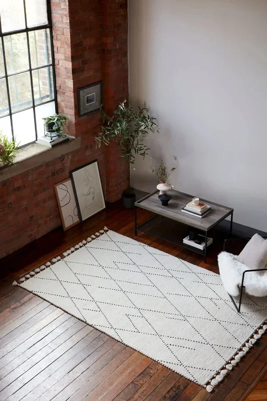 Nepal Cream Black Linear Rug