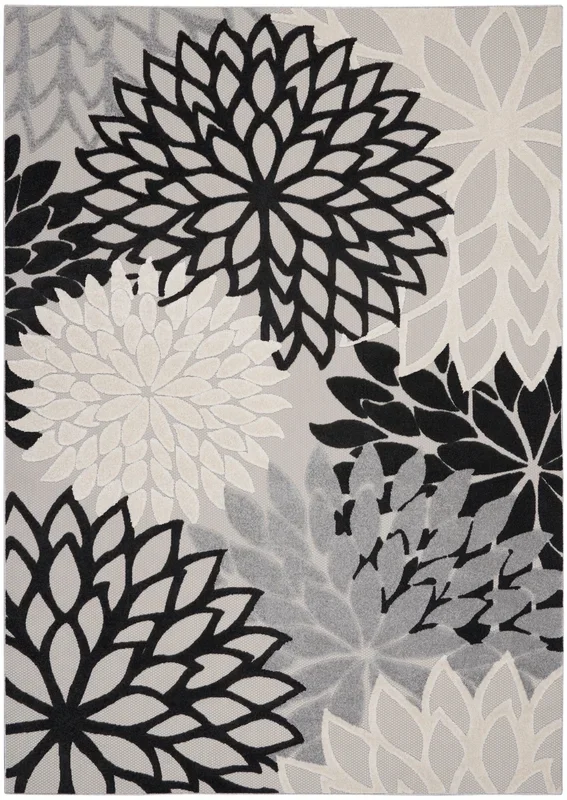 Nourison Home Aloha ALH05 Black White Contemporary Power-loomed Rugs