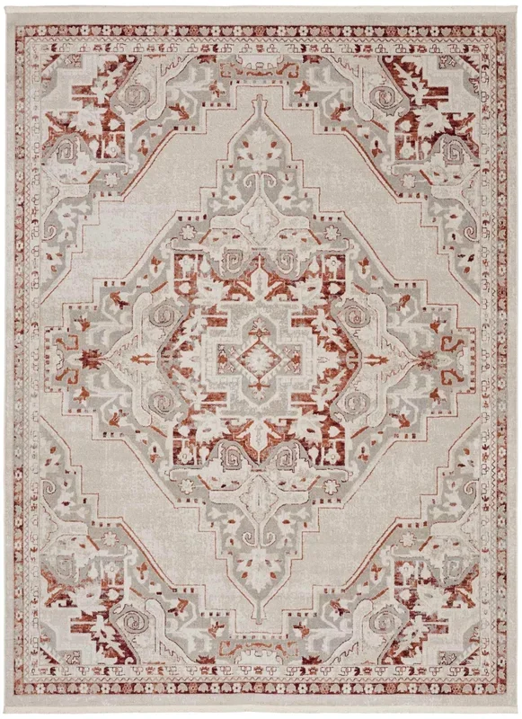 Nourison Home Carina CNA01 Brick Silver Transitional Power-loomed Rug