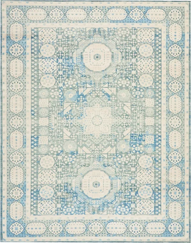 Nourison Home Madera MAD03 Teal Transitional Power-loomed Rug