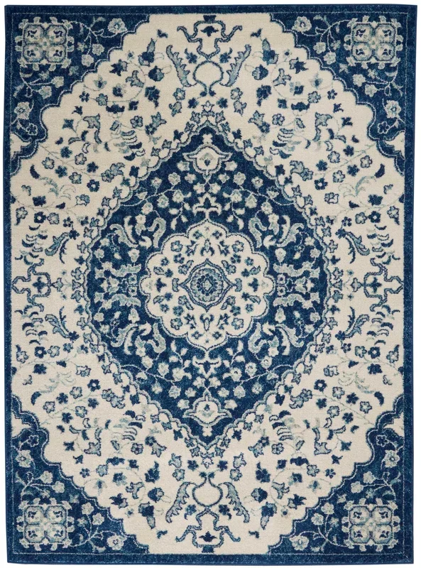 Nourison Home Passion PSN30 Ivory Blue Traditional Power-loomed Rugs