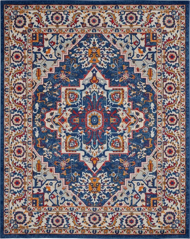 Nourison Home Passion PSN33 Blue Multicolor Traditional Power-loomed Rugs