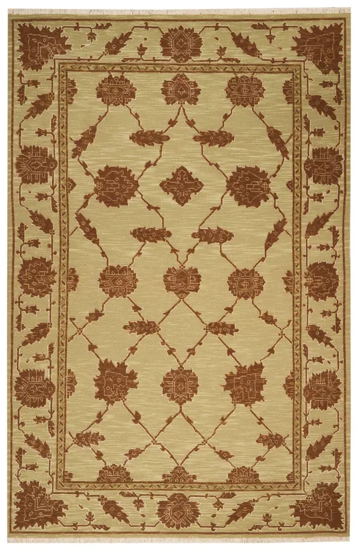 Nourison Home Silk Pointe SKP1 Green Traditional Hand Knotted Rug