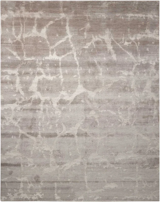 Nourison Home Silk Shadows SHA02 Silver Contemporary Hand Knotted Rug