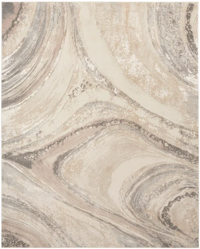 Nourison Home Splash BSK03 Cream Grey Contemporary Power-loomed Rug