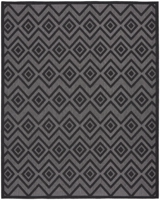 Nourison Home Versatile NRV01 Charcoal Black Contemporary Flat Weave Rug