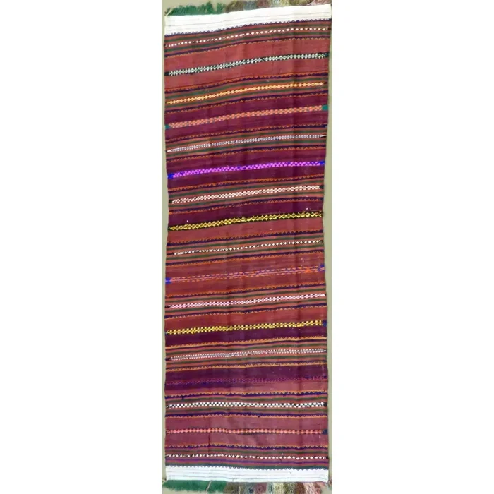 One Of The Kind Authentic Hand-Knotted Sanandaj Vintage Kilim 11’5″ X 3’9″