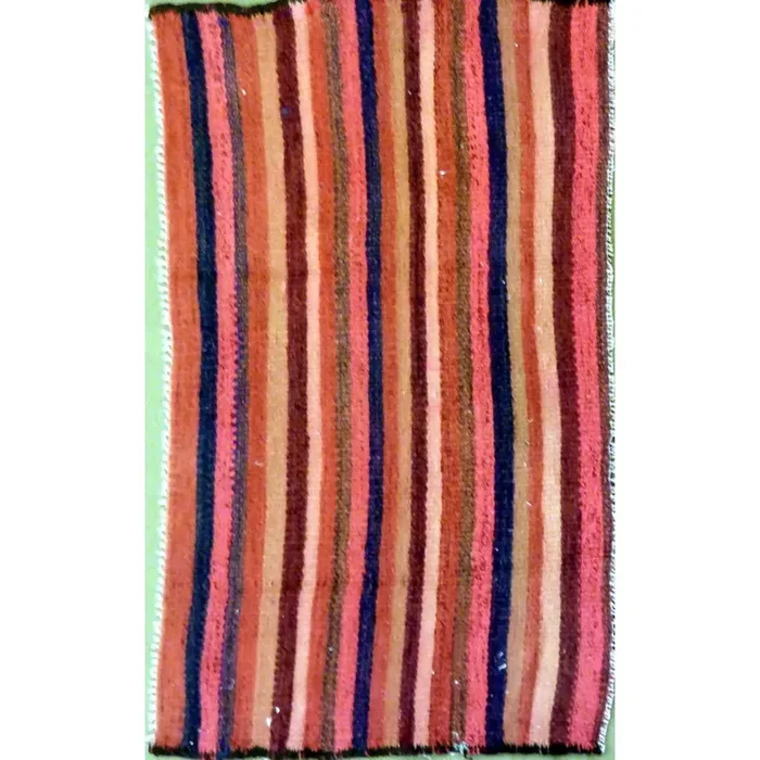 One Of The Kind Authentic Hand-Knotted Sanandaj Vintage Kilim 3’8″ X 2’6″