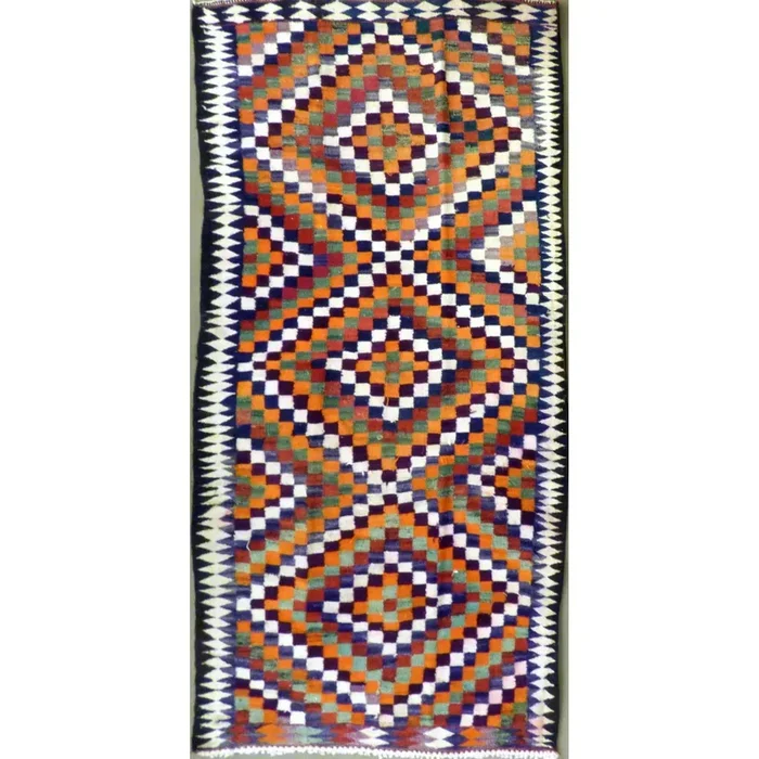 One Of The Kind Authentic Hand-Knotted Sanandaj Vintage Kilim 9’6″ X 4’11”