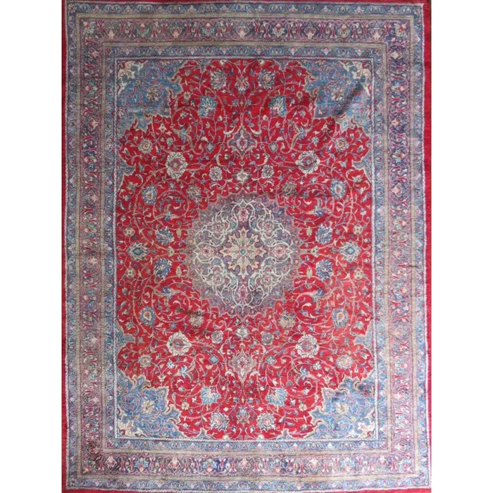 One Of The Kind Hand-Knotted Persian Wool Rug _ Luxurious Vintage Design, 13’1″ x 9’8″, Artisan Crafted