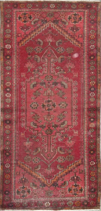 One Of The Kind Hand-Knotted Persian Wool Rug _ Luxurious Vintage Design, 6’2″ x 2’10”, Artisan Crafted