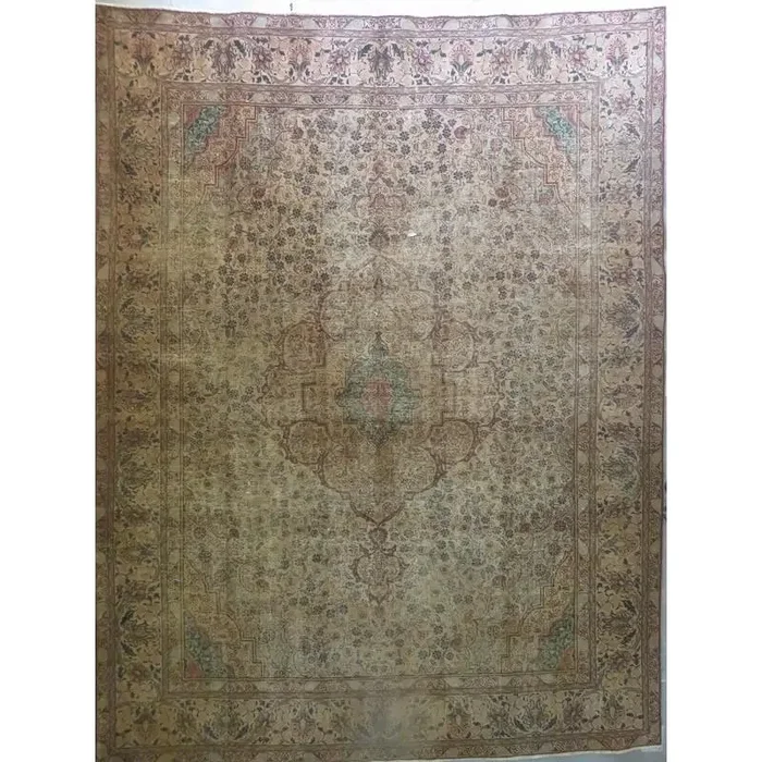 One Of The Kind Hand-Knotted Persian Wool Rug _ Luxurious Vintage Design, 9’7″ x 5’11”, Artisan Crafted
