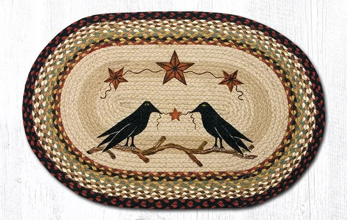 OP-019 Crow & Barn Stars Oval Rug