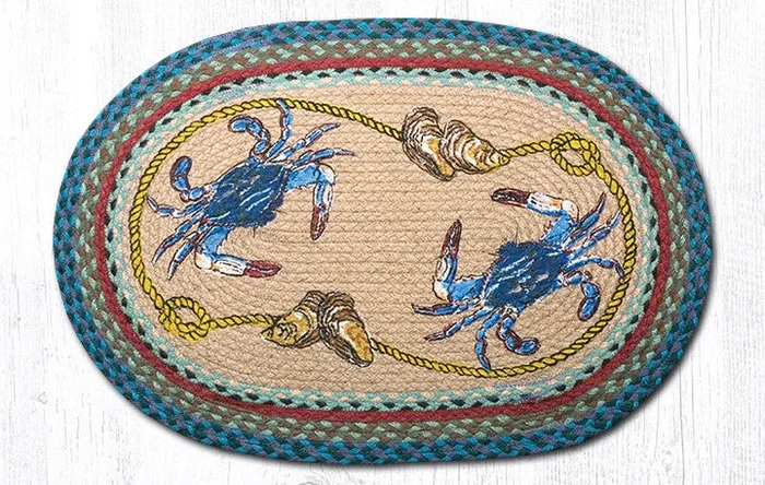 OP-359 Blue Crab Oval Rug