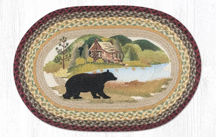 OP-395 Cabin Bear Oval Rug