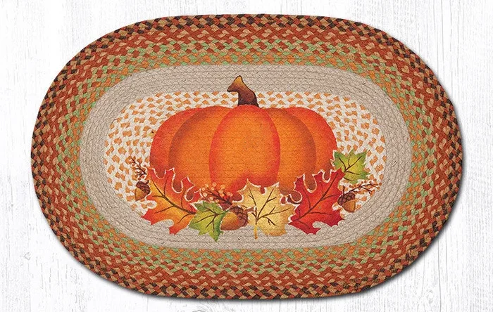 OP-438 Pumpkin Leaf Oval Rug