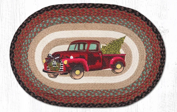 OP-530 Christmas Truck Oval Rug