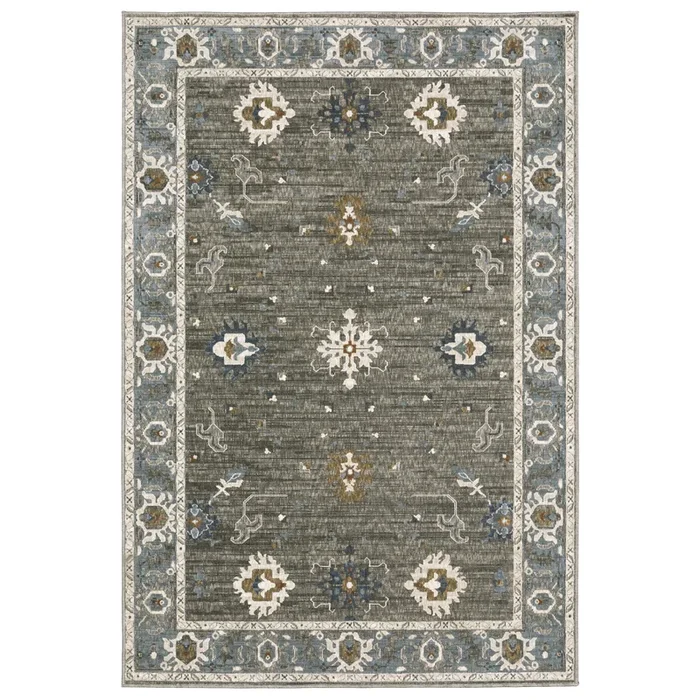 Oriental Weavers Ellington ELL09 Grey Blue Traditional Power-Loomed Rug