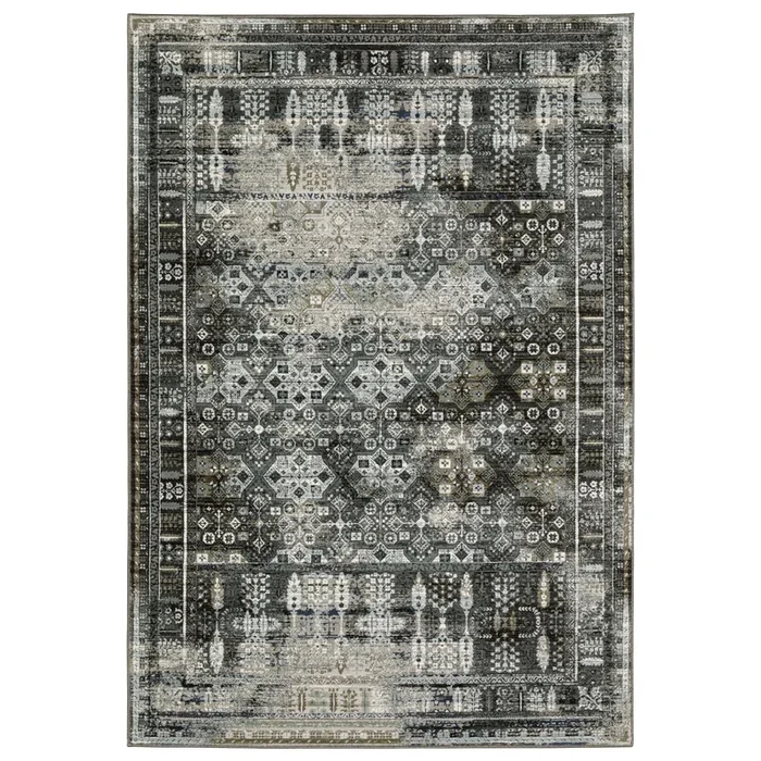 Oriental Weavers Gemini 070N2 Charcoal Grey Traditional Power-Loomed Rug
