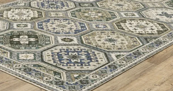 Oriental Weavers Hastings Ha05H Ivory/ Blue 3 Ft.10 In. X 5 Ft. 5 In. Rectangle Rug