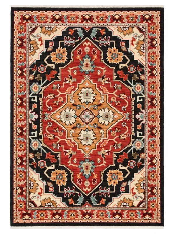 Oriental Weavers LILIHAN 4929A Black Red Traditional Machinemade Rug