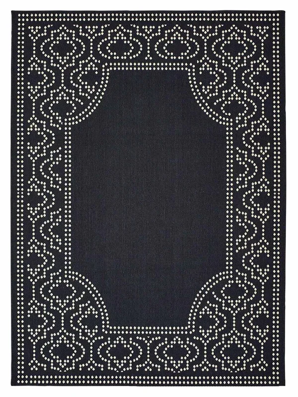 Oriental Weavers MARINA 1247K Black Ivory Outdoor Machinemade Rug