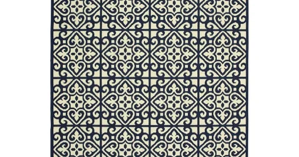 Oriental Weavers Marina 5927B Ivory/ Navy Area Rug 5 ft. 3 in. X 7 ft. 6 in. Rectangle