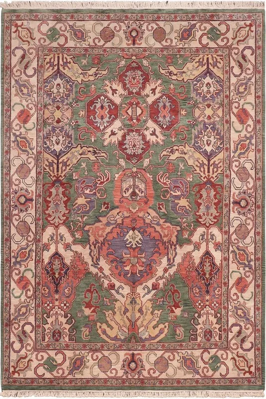 Oriental Ziegler Banjo Green/Ivory Wool Rug – 7’11” x 9’11”