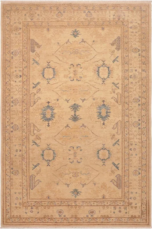 Oriental Ziegler Emogene Tan/Blue Wool Rug – 5’11” x 8’10”