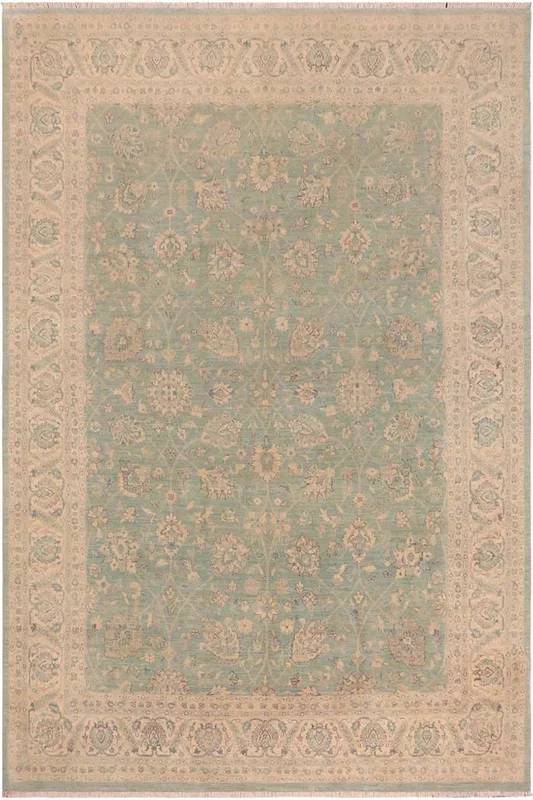 Oriental Ziegler Estefana Light Blue/Ivory Wool Rug – 8’9” x 11’11”