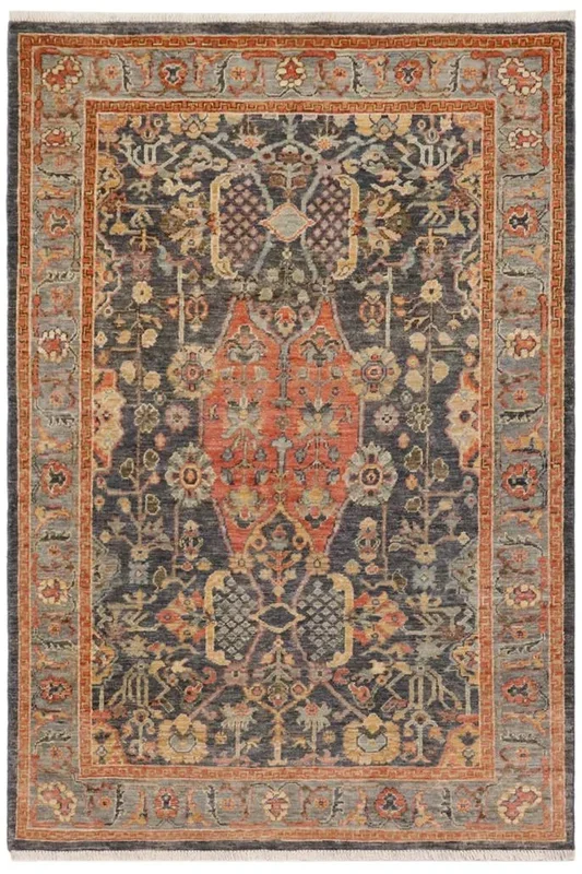 Oriental Ziegler Ryan Gray/Rust Wool Rug – 4’0” x 5’9”